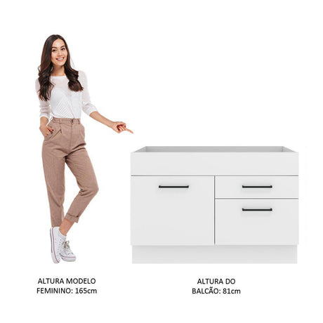 Mueble Inferior de Cocina Agata Blanco 120x81cm sin Mesón y sin Estufa con 2 Cajones - MUEBLES INFERIORES DE COCINA | Bylmo