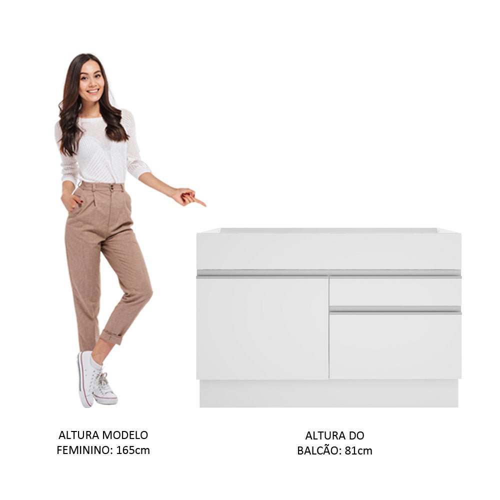 Mueble Inferior de Cocina Glamy Blanco 120x81cm sin Mesón y sin Estufa con Un Entrepaño - MUEBLES INFERIORES DE COCINA | Bylmo