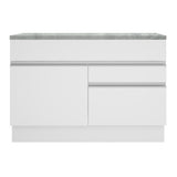 Mueble Inferior de Cocina Glamy Blanco 120x84cm con Mesón de Madera y sin Estufa con 2 Cajones - MUEBLES INFERIORES DE COCINA | Bylmo
