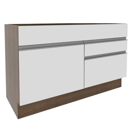 Mueble Inferior de Cocina Glamy Marron y Blanco 120x81cm sin Mesón y sin Estufa con 2 Cajones - MUEBLES INFERIORES DE COCINA | Bylmo