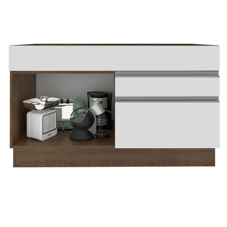 Mueble Inferior de Cocina Glamy Marron y Blanco 120x81cm sin Mesón y sin Estufa con 2 Cajones - MUEBLES INFERIORES DE COCINA | Bylmo