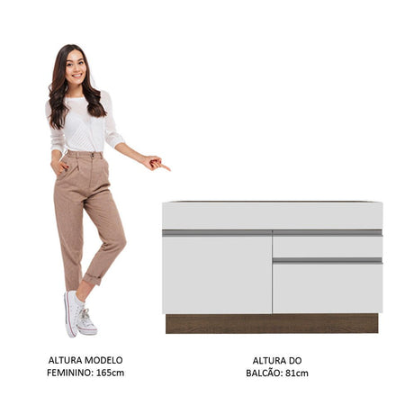Mueble Inferior de Cocina Glamy Marron y Blanco 120x81cm sin Mesón y sin Estufa con 2 Cajones - MUEBLES INFERIORES DE COCINA | Bylmo