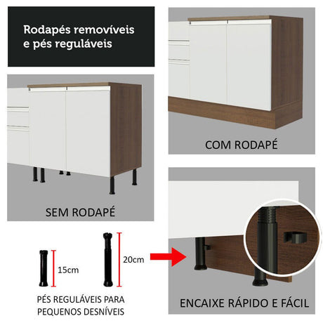 Mueble Inferior de Cocina Glamy Marron y Blanco 120x81cm sin Mesón y sin Estufa con 2 Cajones - MUEBLES INFERIORES DE COCINA | Bylmo