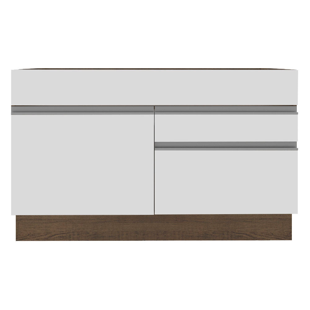 Mueble Inferior de Cocina Glamy Marron y Blanco 120x81cm sin Mesón y sin Estufa con 2 Cajones - MUEBLES INFERIORES DE COCINA | Bylmo