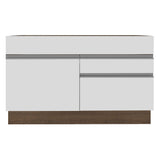 Mueble Inferior de Cocina Glamy Marron y Blanco 120x81cm sin Mesón y sin Estufa con 2 Cajones - MUEBLES INFERIORES DE COCINA | Bylmo