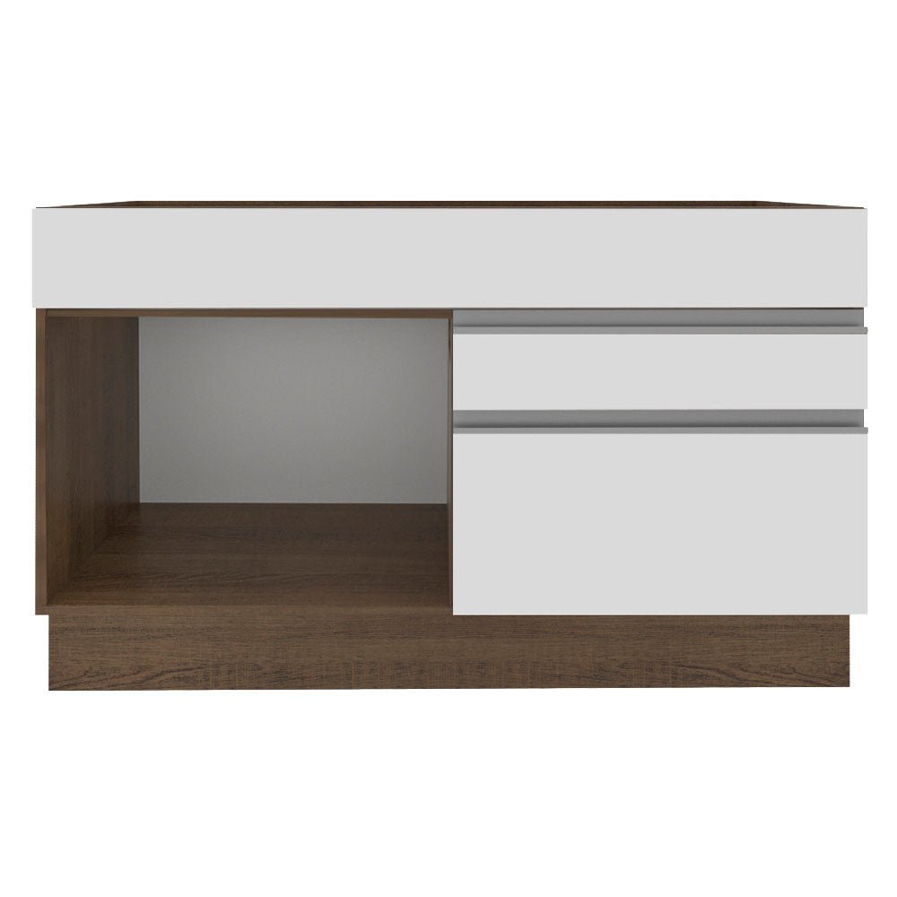Mueble Inferior de Cocina Glamy Marron y Blanco 120x81cm sin Mesón y sin Estufa con 2 Cajones - MUEBLES INFERIORES DE COCINA | Bylmo