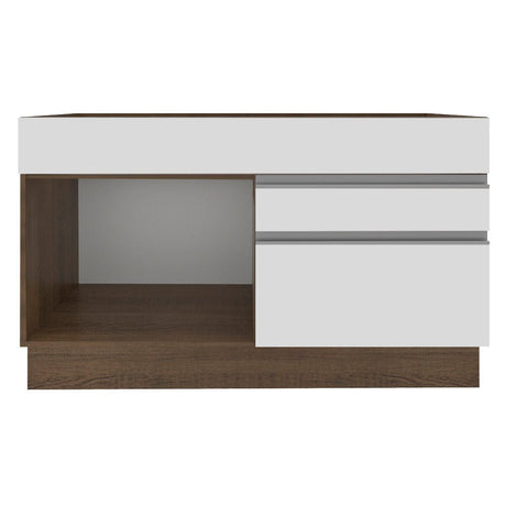 Mueble Inferior de Cocina Glamy Marron y Blanco 120x81cm sin Mesón y sin Estufa con 2 Cajones - MUEBLES INFERIORES DE COCINA | Bylmo