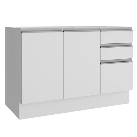 Mueble Inferior de Cocina Glamy Blanco 120x81cm sin Mesón y sin Estufa con 3 Cajones - MUEBLES INFERIORES DE COCINA | Bylmo