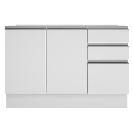 Mueble Inferior de Cocina Glamy Blanco 120x81cm sin Mesón y sin Estufa con 3 Cajones - MUEBLES INFERIORES DE COCINA | Bylmo