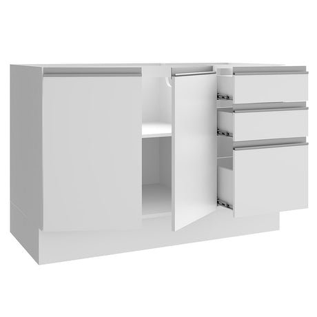 Mueble Inferior de Cocina Glamy Blanco 120x81cm sin Mesón y sin Estufa con 3 Cajones - MUEBLES INFERIORES DE COCINA | Bylmo
