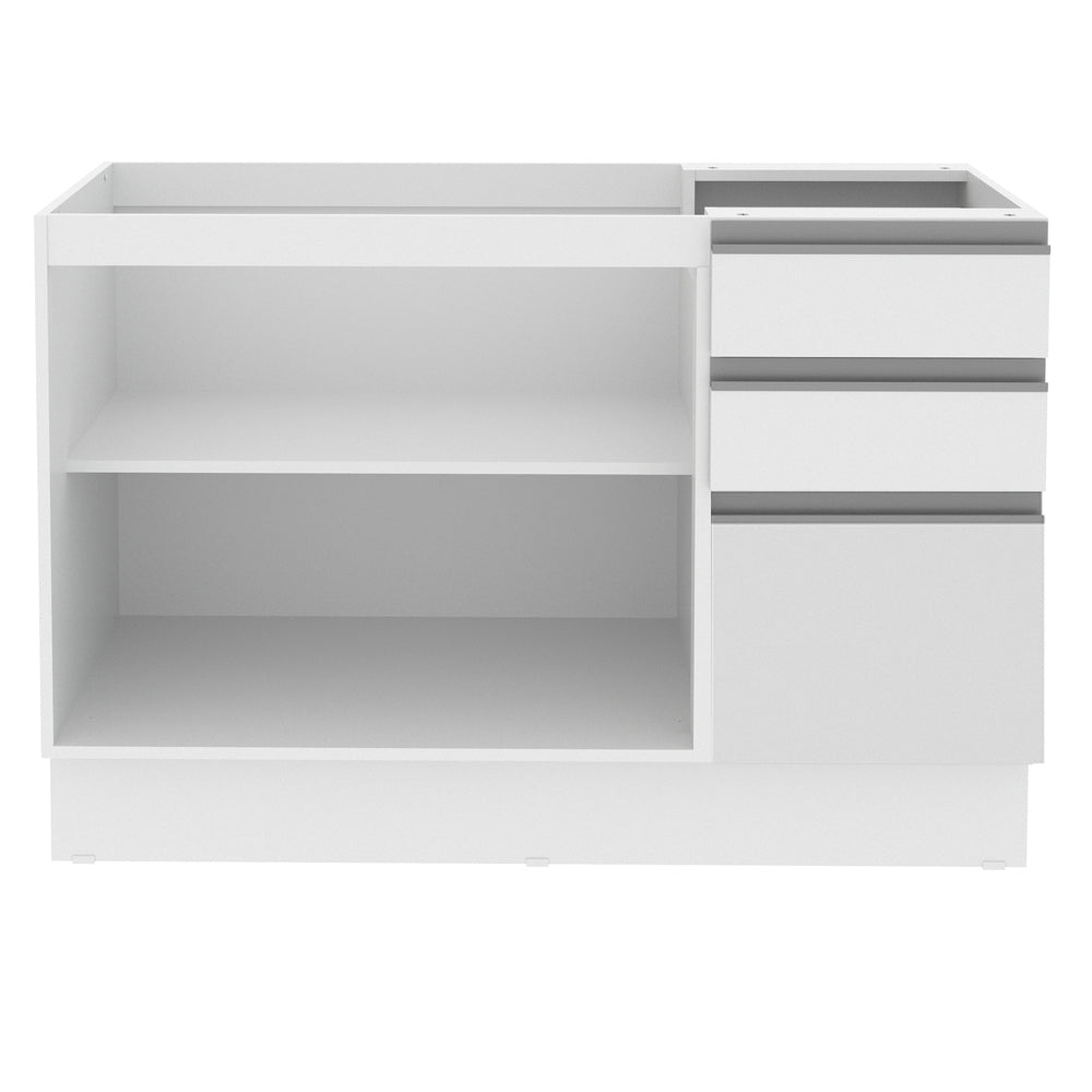 Mueble Inferior de Cocina Glamy Blanco 120x81cm sin Mesón y sin Estufa con 3 Cajones - MUEBLES INFERIORES DE COCINA | Bylmo