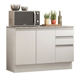 Mueble Inferior de Cocina Glamy Blanco 120x84cm con Mesón de Madera y sin Estufa con 3 Cajones - MUEBLES INFERIORES DE COCINA | Bylmo