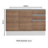 Mueble Inferior de Cocina Glamy Blanco y Marron 120x81cm sin Mesón y sin Estufa con 3 Cajones - MUEBLES INFERIORES DE COCINA | Bylmo