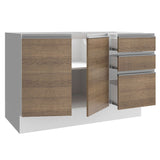 Mueble Inferior de Cocina Glamy Blanco y Marron 120x81cm sin Mesón y sin Estufa con 3 Cajones - MUEBLES INFERIORES DE COCINA | Bylmo