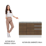 Mueble Inferior de Cocina Glamy Blanco y Marron 120x84cm con Mesón de Madera y sin Estufa con 3 Cajones - MUEBLES INFERIORES DE COCINA | Bylmo