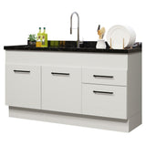 Mueble Inferior de Cocina Agata Blanco 150x81cm sin Mesón y sin Estufa con 2 Cajones - MUEBLES INFERIORES DE COCINA | Bylmo