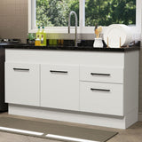 Mueble Inferior de Cocina Agata Blanco 150x81cm sin Mesón y sin Estufa con 2 Cajones - MUEBLES INFERIORES DE COCINA | Bylmo