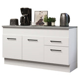 Mueble Inferior de Cocina Agata Blanco 150x84cm con Mesón de Madera y sin Estufa con 2 Cajones - MUEBLES INFERIORES DE COCINA | Bylmo