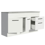 Mueble Inferior de Cocina Agata Blanco 150x84cm con Mesón de Madera y sin Estufa con 2 Cajones - MUEBLES INFERIORES DE COCINA | Bylmo