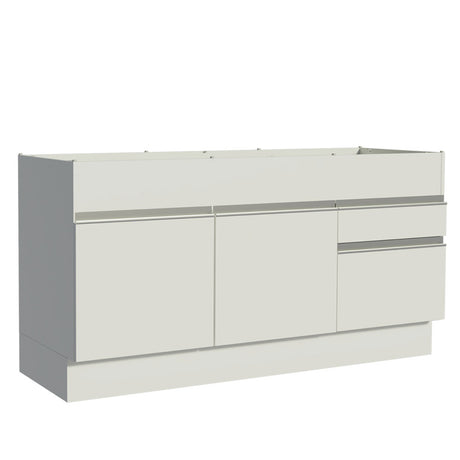 Mueble Inferior de Cocina Glamy Blanco 150x81cm con Mesón de Madera y sin Estufa con 2 Cajones - MUEBLES INFERIORES DE COCINA | Bylmo