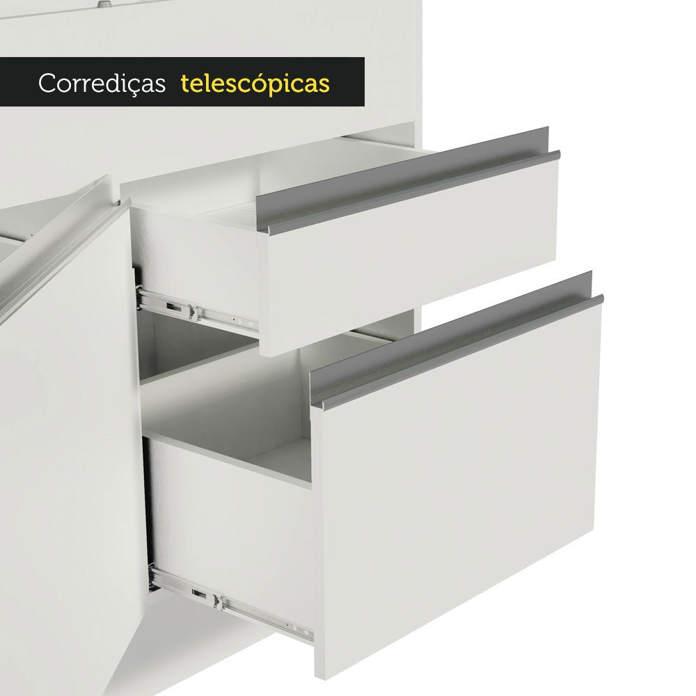 Mueble Inferior de Cocina Glamy Blanco 150x81cm con Mesón de Madera y sin Estufa con 2 Cajones - MUEBLES INFERIORES DE COCINA | Bylmo