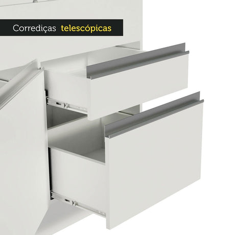 Mueble Inferior de Cocina Glamy Blanco 150x81cm con Mesón de Madera y sin Estufa con 2 Cajones - MUEBLES INFERIORES DE COCINA | Bylmo