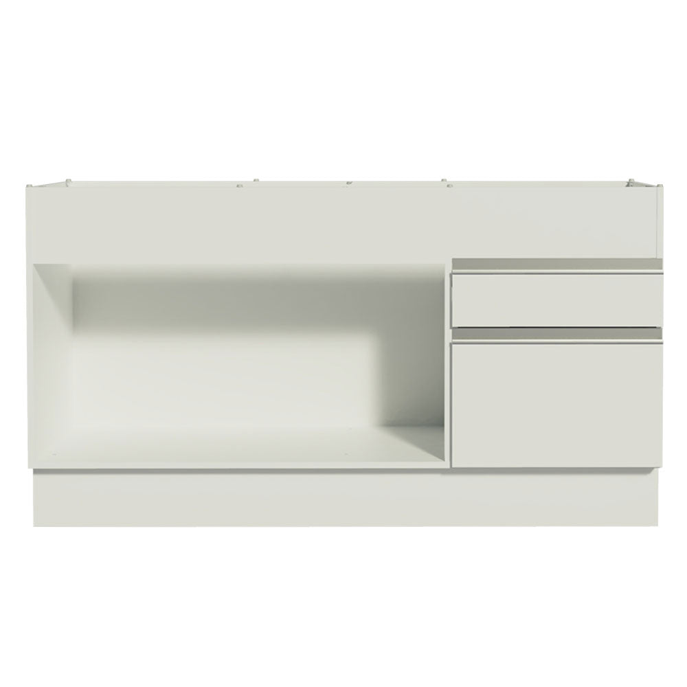 Mueble Inferior de Cocina Glamy Blanco 150x81cm con Mesón de Madera y sin Estufa con 2 Cajones - MUEBLES INFERIORES DE COCINA | Bylmo
