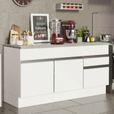 Mueble Inferior de Cocina Glamy Blanco 150x84cm con Mesón de Madera y sin Estufa con 2 Cajones - MUEBLES INFERIORES DE COCINA | Bylmo