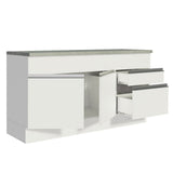 Mueble Inferior de Cocina Glamy Blanco 150x84cm con Mesón de Madera y sin Estufa con 2 Cajones - MUEBLES INFERIORES DE COCINA | Bylmo