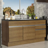 Mueble Inferior de Cocina Glamy Marron 150x81cm sin Mesón y sin Estufa con 2 Cajones - MUEBLES INFERIORES DE COCINA | Bylmo