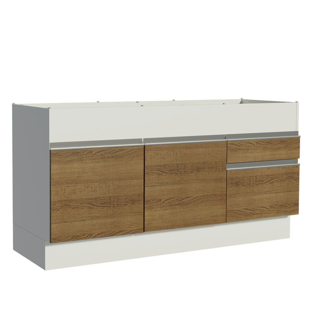 Mueble Inferior de Cocina Glamy Blanco y Marron 150x81cm sin Mesón y sin Estufa - MUEBLES INFERIORES DE COCINA | Bylmo