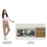Mueble Inferior de Cocina Glamy Blanco y Marron 150x81cm sin Mesón y sin Estufa - MUEBLES INFERIORES DE COCINA | Bylmo