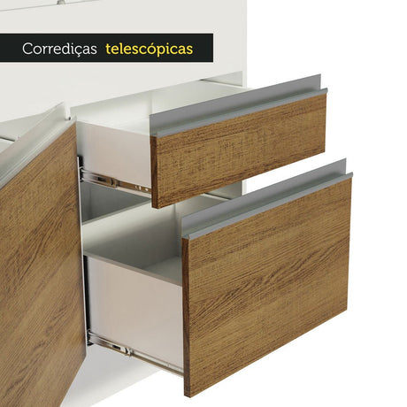 Mueble Inferior de Cocina Glamy Blanco y Marron 150x81cm sin Mesón y sin Estufa - MUEBLES INFERIORES DE COCINA | Bylmo