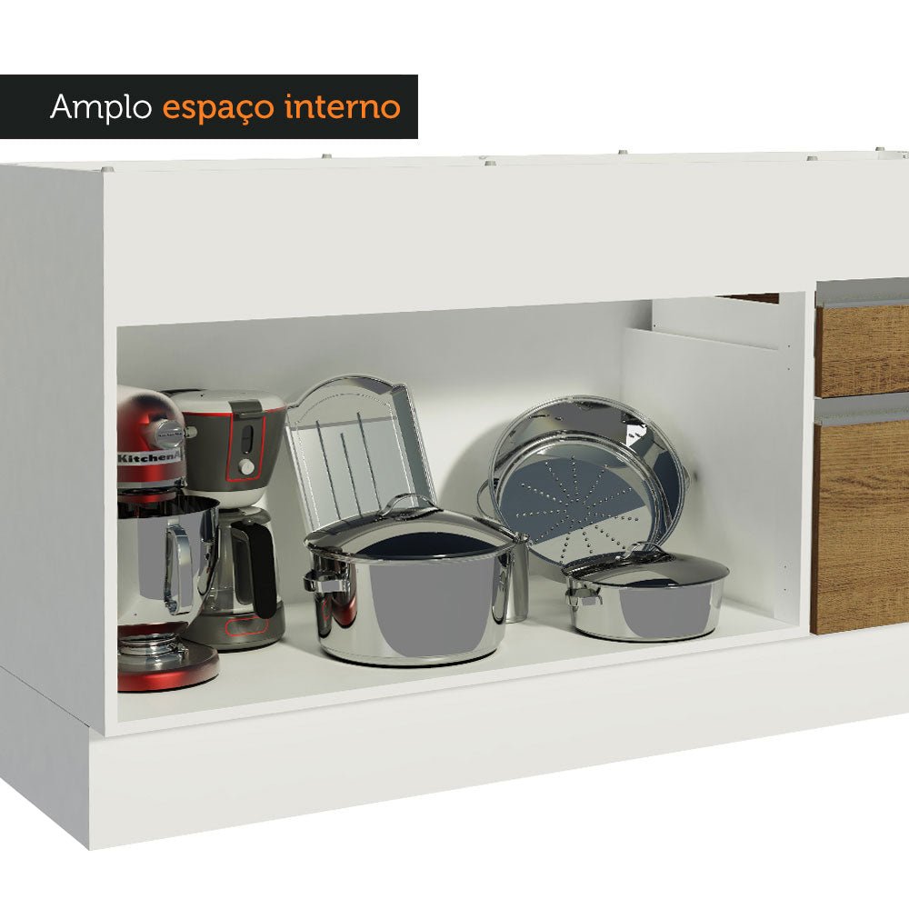 Mueble Inferior de Cocina Glamy Blanco y Marron 150x81cm sin Mesón y sin Estufa - MUEBLES INFERIORES DE COCINA | Bylmo