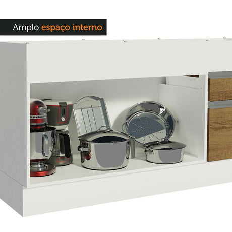 Mueble Inferior de Cocina Glamy Blanco y Marron 150x81cm sin Mesón y sin Estufa - MUEBLES INFERIORES DE COCINA | Bylmo