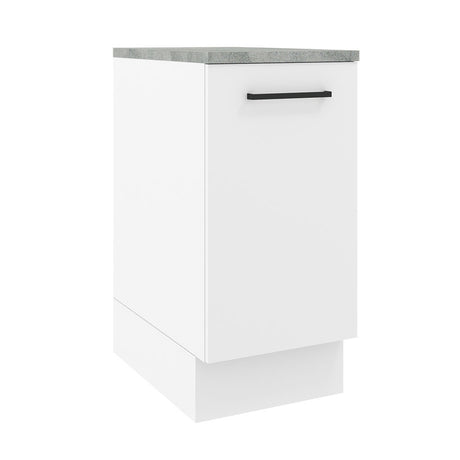Mueble Inferior de Cocina Agata Blanco 35x84cm con Mesón de Madera y sin Estufa con 2 Entrepaños - MUEBLES INFERIORES DE COCINA | Bylmo