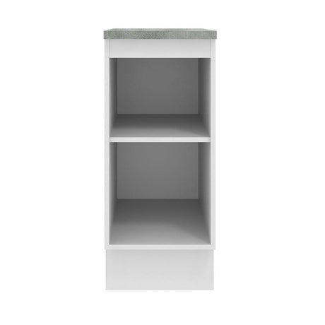 Mueble Inferior de Cocina Agata Blanco 35x84cm con Mesón de Madera y sin Estufa con 2 Entrepaños - MUEBLES INFERIORES DE COCINA | Bylmo