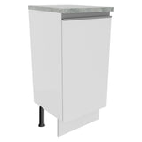 Mueble Inferior de Cocina Glamy Blanco 35x84cm con Mesón de Madera y sin Estufa con 2 Entrepaños - MUEBLES INFERIORES DE COCINA | Bylmo