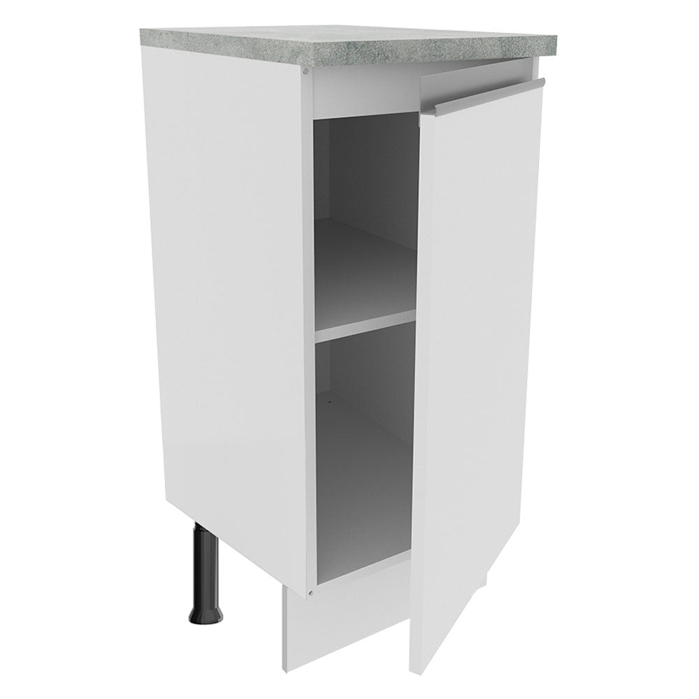 Mueble Inferior de Cocina Glamy Blanco 35x84cm con Mesón de Madera y sin Estufa con 2 Entrepaños - MUEBLES INFERIORES DE COCINA | Bylmo