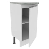Mueble Inferior de Cocina Glamy Blanco 35x84cm con Mesón de Madera y sin Estufa con 2 Entrepaños - MUEBLES INFERIORES DE COCINA | Bylmo