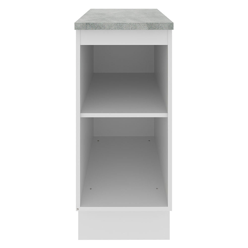 Mueble Inferior de Cocina Glamy Blanco 35x84cm con Mesón de Madera y sin Estufa con 2 Entrepaños - MUEBLES INFERIORES DE COCINA | Bylmo
