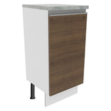 Mueble Inferior de Cocina Glamy Blanco y Marron 35x84cm con Mesón de Madera y sin Estufa con 2 Entrepaños - MUEBLES INFERIORES DE COCINA | Bylmo