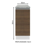 Mueble Inferior de Cocina Glamy Blanco y Marron 35x84cm con Mesón de Madera y sin Estufa con 2 Entrepaños - MUEBLES INFERIORES DE COCINA | Bylmo