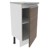Mueble Inferior de Cocina Glamy Blanco y Marron 35x84cm con Mesón de Madera y sin Estufa con 2 Entrepaños - MUEBLES INFERIORES DE COCINA | Bylmo