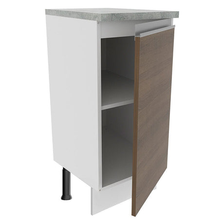 Mueble Inferior de Cocina Glamy Blanco y Marron 35x84cm con Mesón de Madera y sin Estufa con 2 Entrepaños - MUEBLES INFERIORES DE COCINA | Bylmo