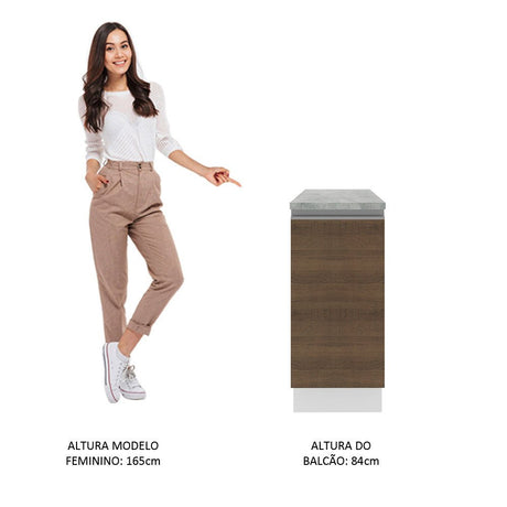 Mueble Inferior de Cocina Glamy Blanco y Marron 35x84cm con Mesón de Madera y sin Estufa con 2 Entrepaños - MUEBLES INFERIORES DE COCINA | Bylmo