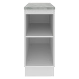Mueble Inferior de Cocina Glamy Blanco y Marron 35x84cm con Mesón de Madera y sin Estufa con 2 Entrepaños - MUEBLES INFERIORES DE COCINA | Bylmo