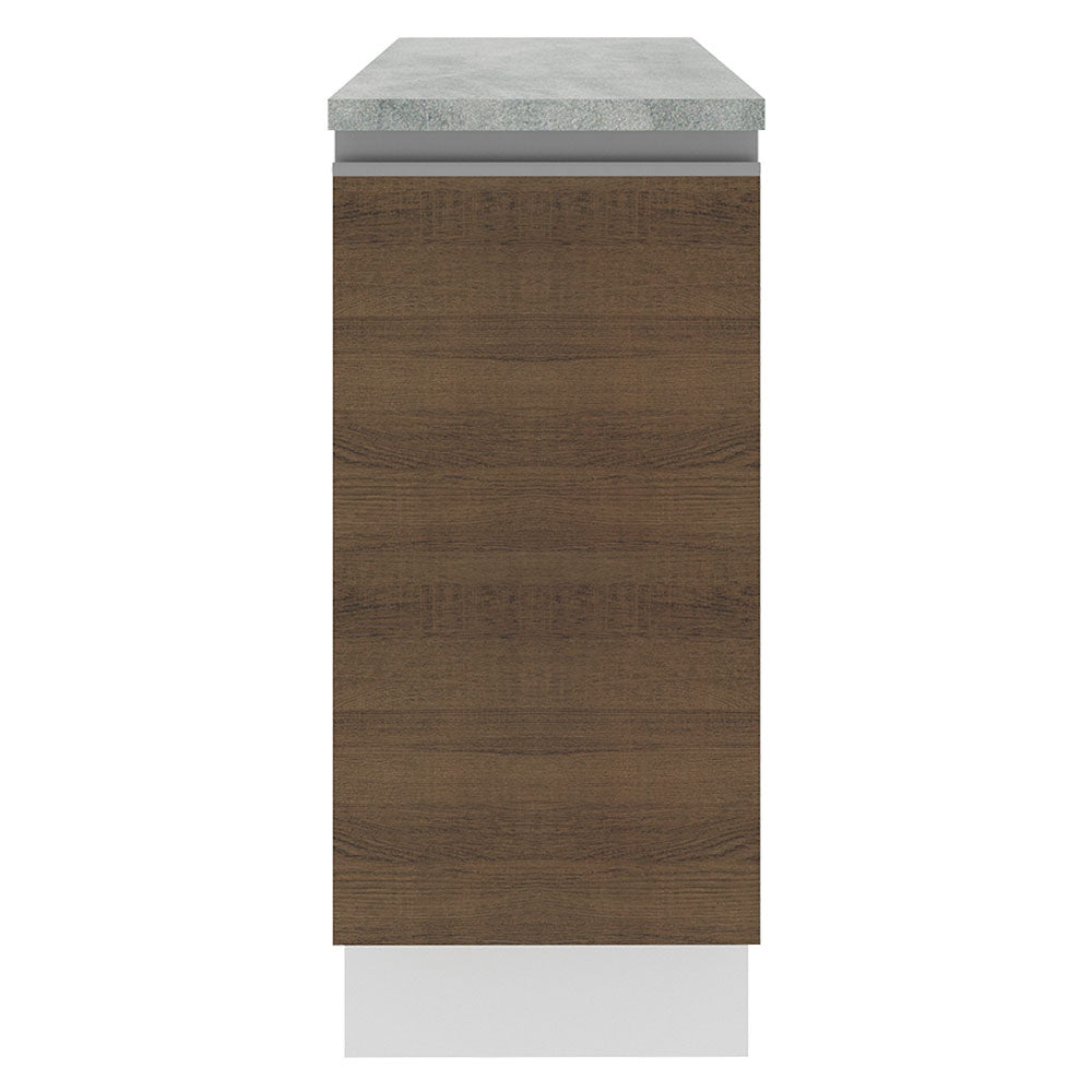 Mueble Inferior de Cocina Glamy Blanco y Marron 35x84cm con Mesón de Madera y sin Estufa con 2 Entrepaños - MUEBLES INFERIORES DE COCINA | Bylmo