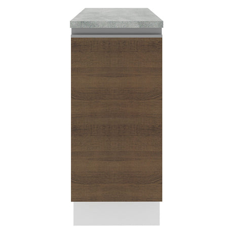 Mueble Inferior de Cocina Glamy Blanco y Marron 35x84cm con Mesón de Madera y sin Estufa con 2 Entrepaños - MUEBLES INFERIORES DE COCINA | Bylmo