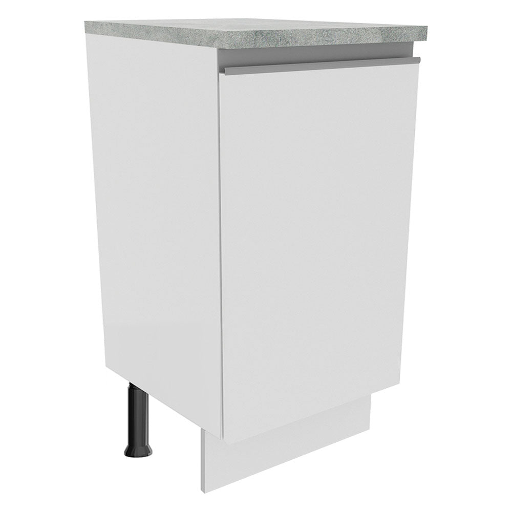 Mueble Inferior de Cocina Glamy Blanco 40x84cm con Mesón de Madera y sin Estufa con 2 Entrepaños - MUEBLES INFERIORES DE COCINA | Bylmo